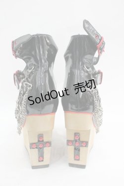 画像2: YOSUKE / ３連ベルトチェーン付木底シューズ 22.5 黒×赤 I-26-03-16-124-PU-SH-TE-ZI