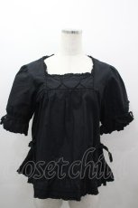 画像1: PINK HOUSE / ハート刺繍半袖ブラウス  黒 I-26-03-16-021-LO-BL-SA-ZI (1)