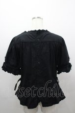 画像4: PINK HOUSE / ハート刺繍半袖ブラウス  黒 I-26-03-16-021-LO-BL-SA-ZI (4)