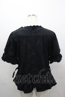 画像4: PINK HOUSE / ハート刺繍半袖ブラウス  黒 I-26-03-16-021-LO-BL-SA-ZI