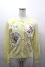 画像1: Nile Perch / パジャマくまハートワッペンニットカーディガン  イエロー I-26-03-16-025-LO-TO-SA-ZI (1)