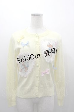 画像1: Nile Perch / パジャマくまハートワッペンニットカーディガン  イエロー I-26-03-16-025-LO-TO-SA-ZI