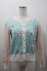 画像1: Nile Perch / リボン&2カラーデザインニットカーディガン  ミントＸピンク I-26-03-16-026-LO-TO-SA-ZI (1)