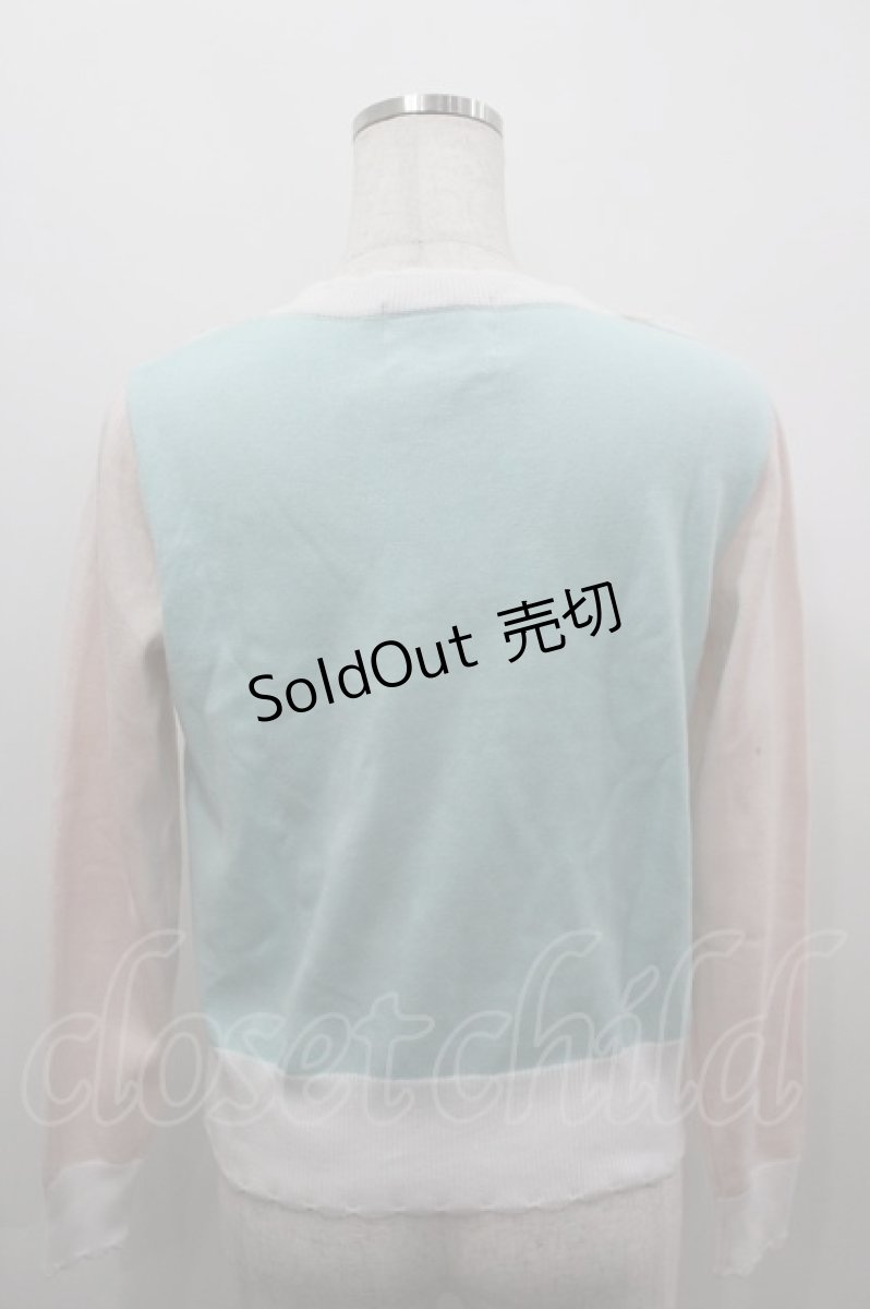 画像3: Nile Perch / リボン&2カラーデザインニットカーディガン  ミントＸピンク I-26-03-16-026-LO-TO-SA-ZI (3)