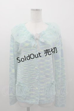 画像1: Nile Perch / スターシフォン襟&スターボタンニットカーディガン  ミント I-26-03-16-027-LO-TO-SA-ZI