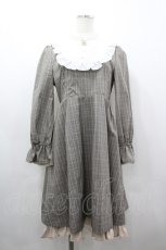 画像1: LODISPOTTO / ロイヤルフリルワンピース  ブラウンチェックｘ白 I-26-03-19-054-LO-SK-SA-ZT662 (1)