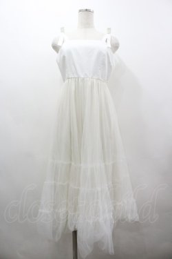 画像1: evelyn / チュール重ね肩リボンジャンパースカート  アイボリーＸ白 I-26-03-19-055-LO-OP-SA-ZI