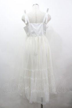 画像2: evelyn / チュール重ね肩リボンジャンパースカート  アイボリーＸ白 I-26-03-19-055-LO-OP-SA-ZI