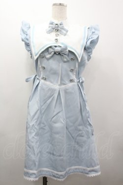 画像1: DearMyLove / 別袖付変形セーラーワンピース LL サックスＸ白 I-26-03-19-060-EL-OP-SA-ZI