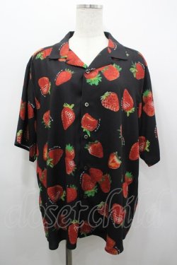 画像1: AXES-X / ストロベリープリントアロハシャツ M 黒Ｘ赤 I-26-03-19-008-LO-BL-SA-ZI