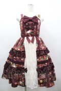 axes femme kawaii / アンティークローズ柄ジャンパースカート M ボルドー I-26-03-19-078-AX-OP-SA-ZI