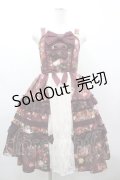 axes femme kawaii / アンティークローズ柄ジャンパースカート M ボルドー I-26-03-19-078-AX-OP-SA-ZI