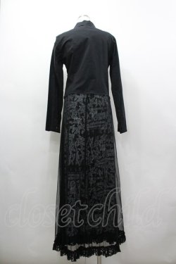 画像2: h.NAOTO / チュールZIP切替ロングジャケット  黒Ｘ白 I-26-03-19-086-HN-CO-SA-ZI