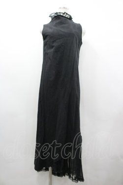 画像1: T.KUNITOMO / 裾チュール切替ノースリーブワンピース  黒 I-26-03-19-087-GO-OP-SA-ZI