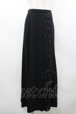 画像1: MIHO MATSUDA / サイド編み上げロングスカート  黒 I-26-03-19-096-GO-SK-SA-ZI