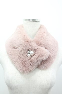 画像1: axes femme / パールツ付きマグネットティペット  ピンク I-26-03-19-105-AX-ZA-SA-ZI