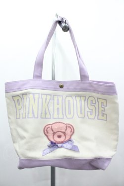 画像1: PINK HOUSE / ロゴ＆Teddyワッペン付きバッグ  オフｘラベンダー I-26-03-19-110-LO-BG-SA-ZI