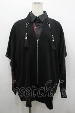 画像1: REZEN / 金剛力士ケープ羽織 M 黒 I-26-03-19-012-LO-TO-SA-ZI