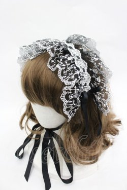 画像1: Moi-meme-Moitie / バラ十字オリジナルレースヘッドドレス  黒Ｘ白 I-26-03-19-117-MO-AC-SA-ZI