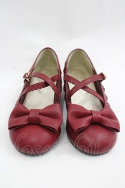 画像1: axes femme kawaii / クロスベルトリボンパンプス L ボルドー I-26-03-19-123-AX-SH-SA-ZI