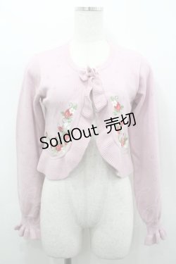 画像1: Chalmiere / いちご刺繍ニットボレロ M ピンク I-26-03-19-013-0-TO-SA-ZI
