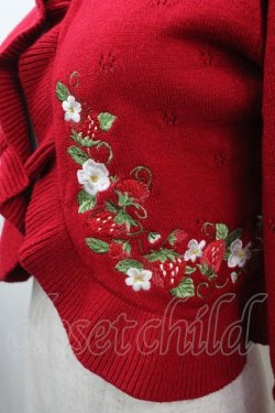 画像2: Chalmiere / いちご刺繍ニットボレロ M 赤 I-26-03-19-014-0-TO-SA-ZI