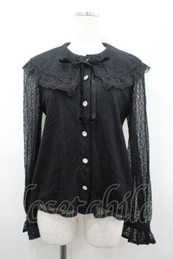 画像1: Ank Rouge / レース長袖ブラウス  黒 I-26-03-19-002-CA-BL-SA-ZI