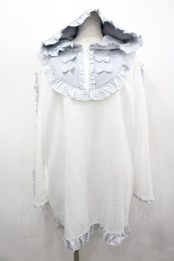 画像1: NOEMIE / Rabbit Ear Gingham Jersey Hoodie  白Ｘサックス I-26-03-19-020-LO-TO-SA-ZI