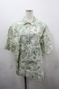 画像1: Q-pot. / パティスリー Q-pot.ドレスシャツ ユニセックス アイボリーｘグリーン I-26-03-23-004-QP-BL-SA-ZI