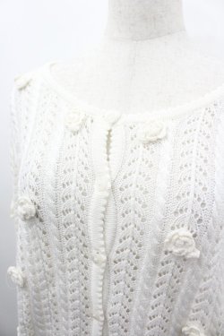 画像2: PINK HOUSE / カメリアモチーフニットカーディガン  白 I-26-03-23-034-LO-TO-SA-ZI