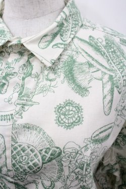 画像2: Q-pot. / パティスリー Q-pot.ドレスシャツ ユニセックス アイボリーｘグリーン I-26-03-23-004-QP-BL-SA-ZI