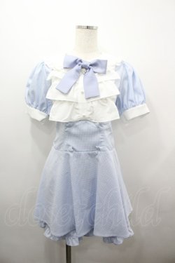 画像1: Ank Rouge / ドーリーギンガムコンビネゾン M サックス×白 I-26-03-23-051-CA-OP-TE-ZI