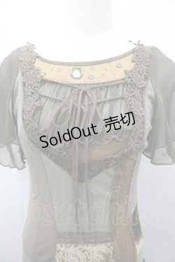 画像2: OZZ ANGELO / チュール袖重ねワンピース  カーキｘブラウン I-26-03-23-060-OO-OP-SA-ZI