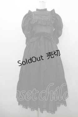 画像1: SERAPHIM / ハイネックフリル半袖ワンピース  黒 I-26-03-23-061-LO-OP-SA-ZI