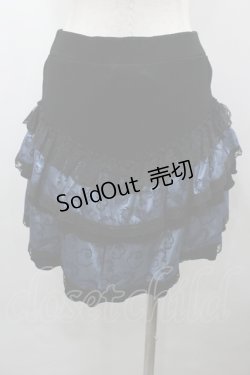 画像3: Qutie Frash / ドラゴンジャガード切替ちりめんフリルスカート  黒×ブルー I-26-03-23-071-QU-SK-TE-ZI