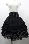 OZZ ANGELO / ローズ刺繍ボリュームスカート  黒×青 I-26-03-23-072-OO-SK-TE-ZI