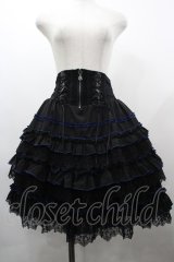 OZZ ANGELO / ローズ刺繍ボリュームスカート  黒×青 I-26-03-23-072-OO-SK-TE-ZI