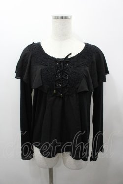 画像1: axes femme / ラッフル袖デザインプルオーバー  黒 I-26-03-23-008-AX-TO-SA-ZI