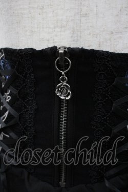 画像2: OZZ ANGELO / ローズ刺繍ボリュームスカート  黒×青 I-26-03-23-072-OO-SK-TE-ZI