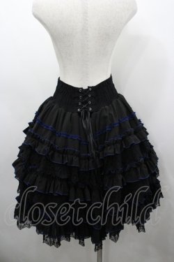 画像3: OZZ ANGELO / ローズ刺繍ボリュームスカート  黒×青 I-26-03-23-072-OO-SK-TE-ZI