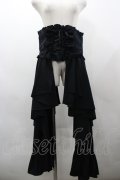 MARBLE / コルセット付きサイドフレアーロングスカート  黒 I-26-03-23-077-GO-SK-SA-ZI