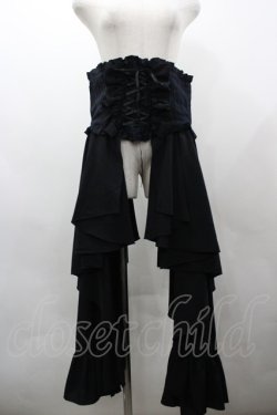 画像1: MARBLE / コルセット付きサイドフレアーロングスカート  黒 I-26-03-23-077-GO-SK-SA-ZI
