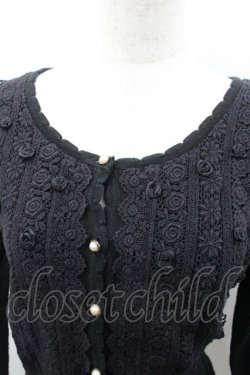 画像2: axes femme / レース＆ローズニットカーディガン  黒 I-26-03-23-009-AX-TO-SA-ZI