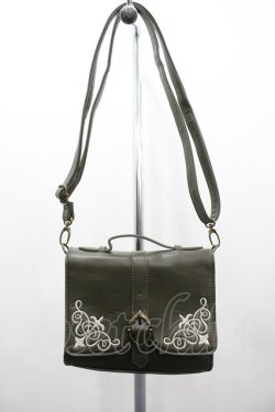 画像1: axes femme / フラップ刺繍スクエアバッグ  カーキ I-26-03-23-098-AX-BG-SA-ZI