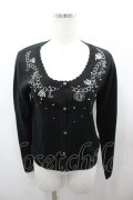 axes femme / 刺繍カーディガン  黒Ｘ白 I-26-03-23-011-AX-TO-SA-ZI