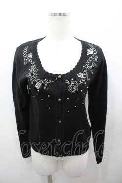 画像1: axes femme / 刺繍カーディガン  黒Ｘ白 I-26-03-23-011-AX-TO-SA-ZI