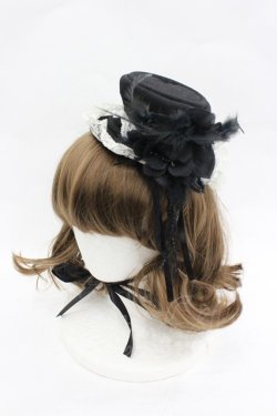 画像1: GOTHPUNKその他 / コサージュ付きレースミニハット  黒 I-26-03-23-105-GO-AC-TE-ZI