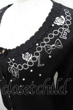 画像2: axes femme / 刺繍カーディガン  黒Ｘ白 I-26-03-23-011-AX-TO-SA-ZI