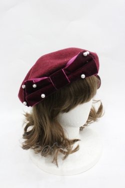 画像2: m petit by misako / AMリボンバスクベレー  濃赤 I-26-03-23-107-LO-AC-SA-ZI