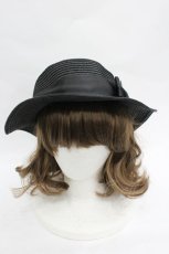 画像1: m petit by misako / リボン麦わらハット  黒 I-26-03-23-118-LO-AC-SA-ZTK032 (1)